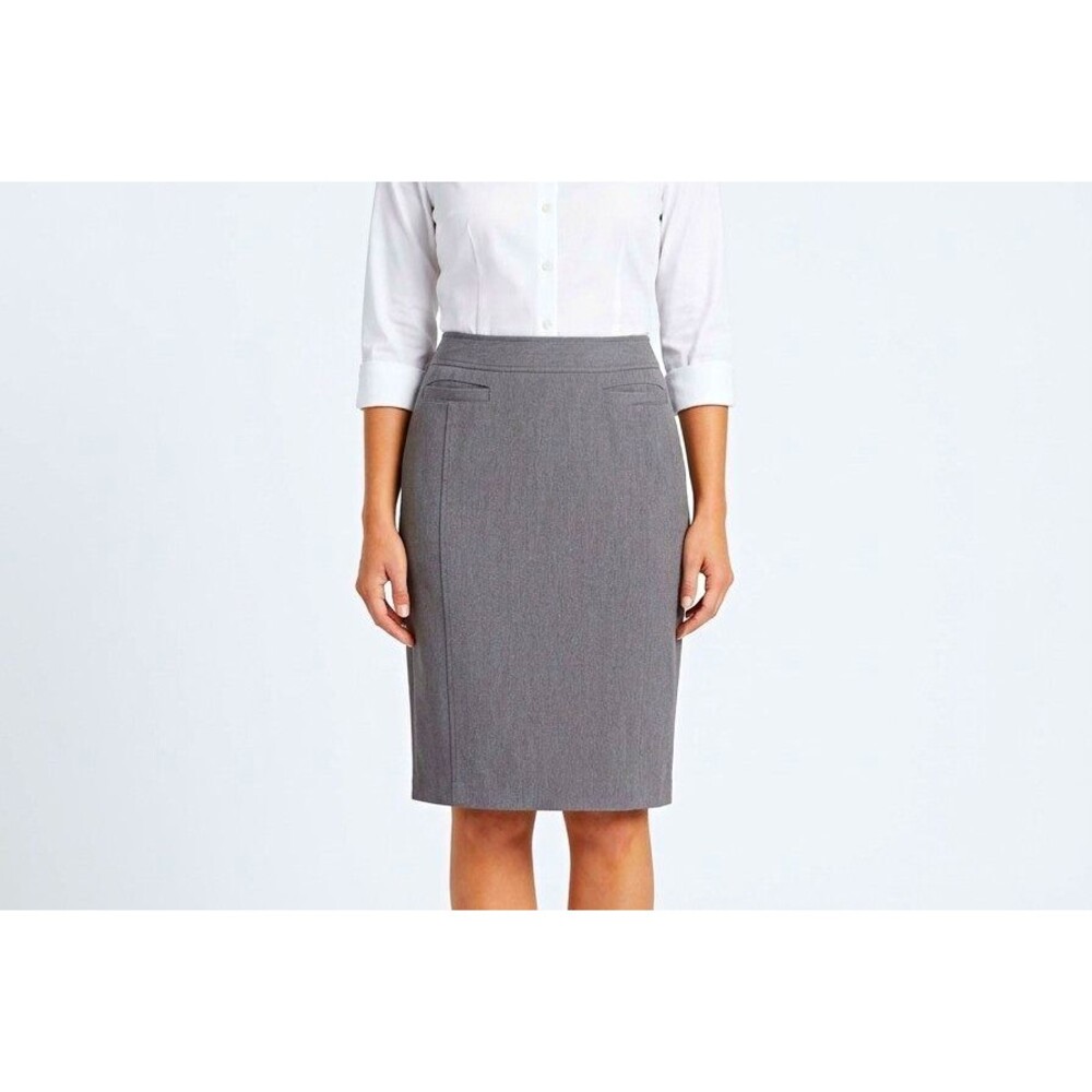 Lane Bryant Womens Gray Pencil Skirt Sz 16 Lined Side  Zip pockets Knee Length
